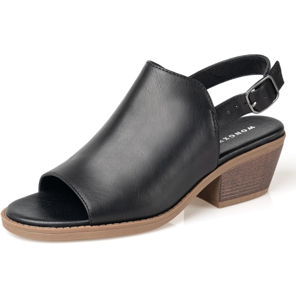 NWT LEATHER Elegant Black Slingback Sandals size 8 heel
